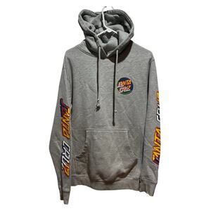 Santa Cruz Mens Size Small Gray With Colorful Logo Design Hoodie Sweater Hoodie